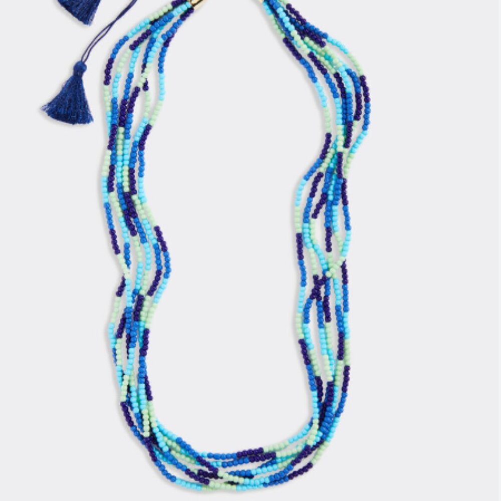 Vineyard Vines Tide Blue Seed Bead Necklace